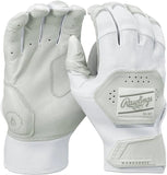 White baseball gloves with Rawlings logo on a white background