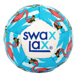 Swax Lax ball with flamingo pattern on a white background