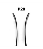 Two black curved replacement lens pieces shown vertically on a white background with the text 'P28' above them.