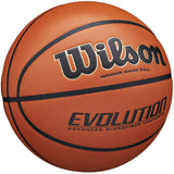 Basketball with Wilson logo and 'Evolution' text on a white background