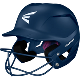 Navy blue baseball helmet with face guard on a white background